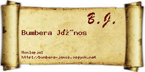 Bumbera János névjegykártya